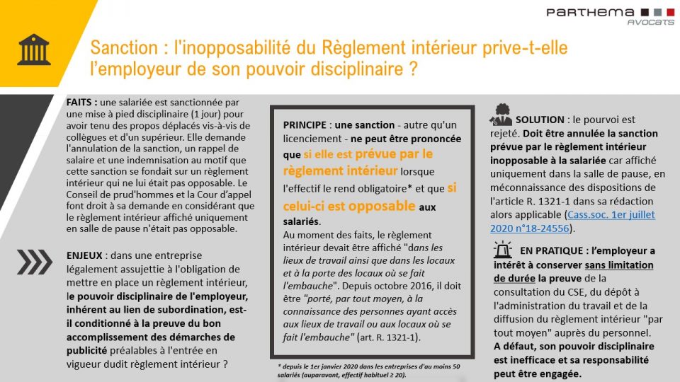 Infographie Jurisprudence Sociale R Glement Int Rieur Parthema